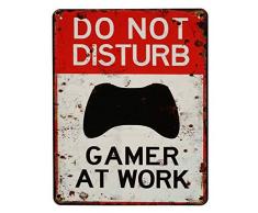zeitzone Blechschild DO NOT Disturb Gamer at Work Deko Gamer Zimmer Vintage Style 25x20cm