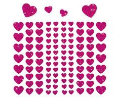 Oblique Unique® 106 Herz Aufkleber mit Glitzer Effekt in Pink Selbstklebend Herzen Sticker Scrapbooking Weihnachten Basteln Verzieren Deko