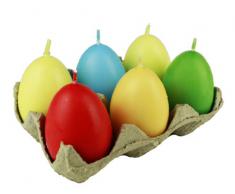 HAAC 6 Kerzen in Eiform Eierkerzen Eier Ostereier Ostern Größe 6 cm Farbe bunt