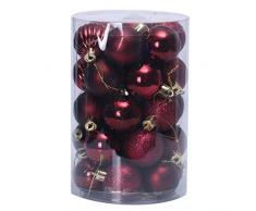 Weihnachtskugeln Glitzer Hell Matt Plastik Weihnachten Kugeln Uni Bordeaux Glänzend Christbaumkugeln Anhänger Draussen Christmas Deko 34PC