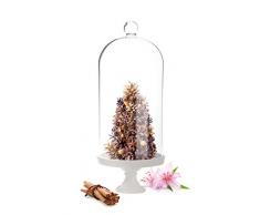 Sendez Glasglocke mit Porzellanteller Dekoglocke Glassturz Glasdom Glashaube Deko Tischdeko 30cm