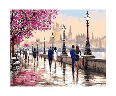 Malen nach Zahlen Leinwand rosa romantik Park DIY ölgemälde by Zahlen Dekoration Moderne wandkunst Farbe auf leinwand Bild für Wohnzimmer