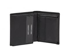 LEAS Mini Geldbörse mit Klappe dünn im Hochformat, Flaches Portemonnaie mit RFID Schutz Folie mit Geschenk Box Echt-Leder, schwarz