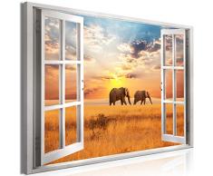 murando - Bilder Fensterblick 120x80 cm Vlies Leinwandbild 1 TLG Kunstdruck modern Wandbilder XXL Wanddekoration Design Wand Bild - Afrika Elefant c-C-0388-b-a