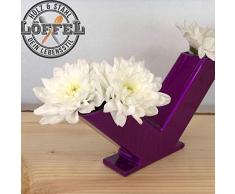 Edelstahlvase lila Lasur 40x40 Quadratisch Deko Dekoration Blumenvase Vintage farblich Tischdeko modern
