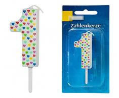 1 x Party-Zahlenkerze Picker 7 cm Ziffern Weiß Geburtstags-Kerze Feier Deko (1)