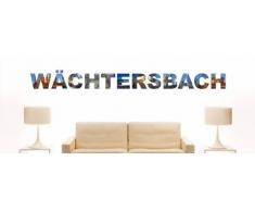 INDIGOS UG - WANDTATTOO / Wandsticker / Wandaufkleber / Aufkleber farbige Wandschrift Städtename Wächtersbach mit Sehenswürdigkeiten 180 x 17 cm Länge