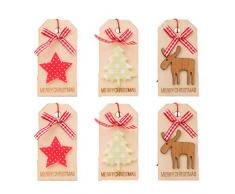 Amosfun weihnachtsschmuck holzanhänger dekorativ weihnachtswandanhänger weihnachtsbaumanhänger weihnachtsbaumanhänger 6-TLG