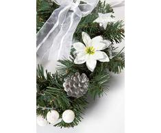 HEITMANN DECO Weihnachtskranz - Türkranz Wandkranz Weihnachten - dekorierter Kranz aus Tannenzweigen - Grün, Weiß, Silber