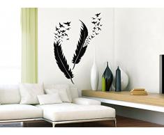Grandora W5382 Wandtattoo Wandsticker Wandaufkleber Federn mit Vögel gold M-Set