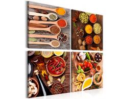murando - Bilder Küche 80x80 cm Vlies Leinwandbild 4 Teilig Kunstdruck modern Wandbilder XXL Wanddekoration Design Wand Bild - Gewürze Chilli Tomaten Kochen j-B-0034-b-i