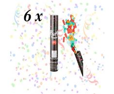 Deggelbam 6X Party Popper/Konfetti Kanone/Partypopper/XXL 40cm lang/Confetti Shooter/Luftschlangen/Schießt 5 bis 8 Meter in die Luft - auch für innen geeignet