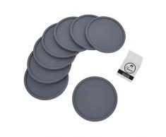 Coastee Silikon-Untersetzer - 8 Stück, dunkelgrau, Glasuntersetzer-Set für Bar, Wohnzimmer, Küche