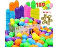 JOYIN 144 Stück Ostereier + 6 goldene Eier zum Befüllen für Ostern Partyzubehör, Osterkorb Füllstoffe, Klassenzimmer Anreize, Kinderspielzeug und Überraschungsgeschenk