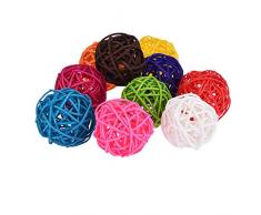 Rattan-Kugeln, Spielzeug für Papageien, Sittiche, Nymphensittiche, Finken, Aras, Afrika, Grau, Kakadu, zufällige Farbe, 10 Stück