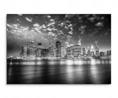 50x70cm Wandbild Fotoleinwand Bild in Schwarz Weiss Sonnenuntergang Skyline Manhattan