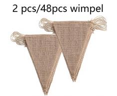 DAHI Wimpelkette 2 stücke Vintage Wimpel Banner Wimpel Girlande mit 48 Stück Dreiecksflaggen für Hochzeit,Party (braun)