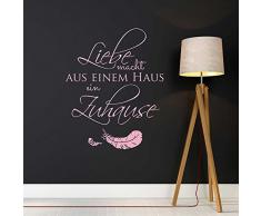 Wandtattoo Wandbild Wandworte Wandaufkleber Wandsticker Aufkleber Sticker Spruch Zitat Liebe macht aus einem Haus ein Zuhause mit Federn M1972 ausgewählte Farbe: *dunkelgrau* ausgewählte Größe: *XXL - 100cm breit x 117cm hoch*