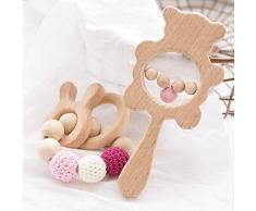 Promise Babe 2pc Natürliche Buche Tier Häkeln Perlen Armband Baby Hand Glocke Rassel sensorische Spielzeug Baby Shower Geschenk