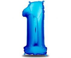 envami Luftballon Geburtstag XXL Blau - Riesen Folienballon in 40 | 101cm Geburtstagsdeko | Ballon Zahl Deko zum Geburtstag | fliegt mit Helium (Zahl 1)