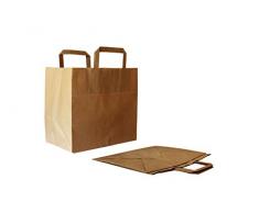 Papiertragetaschen mit Flachhenkel innen, Kraft braun, 80 g/qm, 26 + 17 x 25 cm (250 Stück)