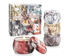 mreechan Kerze,Duftkerzen Set,natürliches Sojawachs,Aromatherapie-Kerzen,Duftkerze Natural Wake Box 4 dekorative Kerze Geschenkset,für Yoga,Aromatherapie,Weihnachten, Geburtstag, Valentinstag,etc.