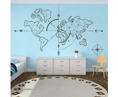 Wandtattoo Schlafzimmer Weltkarte Kompass Erde Wandaufkleber Büro Klassenzimmer Weltkarte Reisen Globale Erkundung Abenteuer Wandtattoo Vinyl