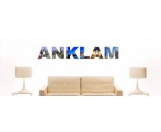 Wandtattoo farbige Wandschrift Städtename Anklam mit Sehenswürdigkeiten 80 x 12 cm Länge