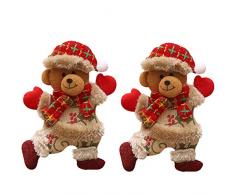 Ansenesna Anhänger Weihnachten Deko Figuren Weihnachtsanhänger Bär Weihnachtsmann Schneemann Elch Christbaumschmuck (Bär 2PC)
