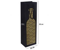 Geschenktüten Flaschen (12 Stück) - Flaschentüten für Wein und Champagner - Geschenktaschen, Weinflaschentuete zum Geburtstag, Hochzeit Party, Geschenkverpackung - Schwarz Flaschentueten (1 Flaschen)