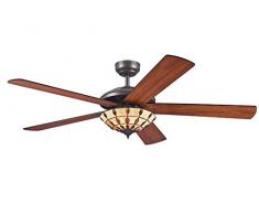Westinghouse Comet Tiffany 7248540 Deckenventilator mit Beleuchtung, A++ to E, Metall, 60 W, E14, espresso, 132 x 132 x 38 cm