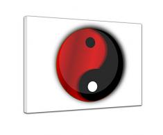 Bilderdepot24 Kunstdruck - Ying Yang - Bild auf Leinwand 40 x 30 cm - Leinwandbilder - Bilder als Leinwanddruck - Wandbild Geist & Seele - Asien - Buddhismus - Zeichen in schwarz und rot