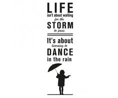 WANDKINGS Wandaufkleber Wandtattoo - 22 x 71 cm - Spruch LIFE isnt about waiting for the STORM to pass. Its about…