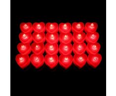 24 LED Kerzen,LED-Teelichter Liebes-Herz-geformte elektronische Kerzen, batteriebetriebene flammenlose rauchlose romantische Kerzen-Nachtlichter für Weihnachten,Weihnachtsbaum,Ostern,Hochzeit, Party
