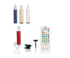 DbKW (Rot Outdoor2) 20 Kabellose LED-Weihnachtskerzen 3in1, Fernbedienung, Outdoor, Timer, 12 Farben und Farbwechsel, Baumkerzen, Weihnachtsbaumkerzen Weihnachtskerzen Christbaumkerzen
