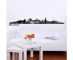 Wandkings Skyline Wandaufkleber Wandtattoo - 125 x 30 cm in schwarz - Deine Stadt wählbar - Bielefeld