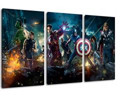Marvel Helden 3-Teilig auf Leinwand, XXL riesige Bilder fertig gerahmt mit Keilrahmen, Kunstdruck auf Wandbild mit Rahmen