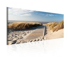murando - Bilder 120x40 cm Vlies Leinwandbild 1 TLG Kunstdruck modern Wandbilder XXL Wanddekoration Design Wand Bild - Landschaft Strand Meer Sand Himmel Gras Urlaub Wolke Bretter 030212-83
