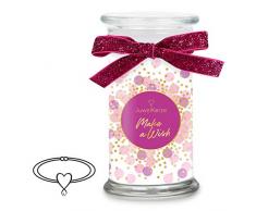 JuwelKerze Make a Wish (Armband) Schmuckkerze große weiß Duftkerze 925 Sterling Silber, Roségold plattiert - Kerze mit Schmucküberraschung als Geschenk für sie