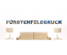 Wandtattoo farbige Wandschrift Städtename Fürstenfeldbruck mit Sehenswürdigkeiten 80 x 6 cm Länge