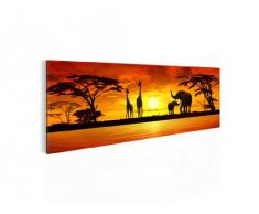 Bilder Afrika Sonnenuntergang Wandbild Vlies - Leinwand Bild XXL Format Wandbilder Wohnzimmer Wohnung Deko Kunstdrucke Orang 1 Teilig - MADE IN GERMANY - Fertig zum Aufhängen 000212a