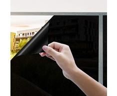 Rhodesy Fensterfolie Selbsthaftend Schwarz, Homegoo Matt Statisch Folie dunkel, Anti-UV Hitze Schwarz für Schlafzimmer und Wohnzimmer, 90 x 200 cm(35.4 x78.7 inch)