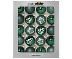 KREBS & SOHN Set Weihnachtskugeln aus Glas 5,7 cm - Christbaumschmuck Christbaumkugeln Weihnachtsdeko - 20-teilig, Grün, Sterne