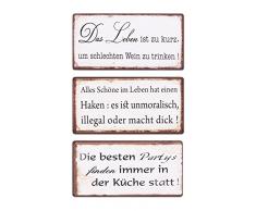levandeo 3er Set Schilder Magnet B x H: 10x5cm Shabby Chic Vintage Küche Bild Sprüche Wandbild