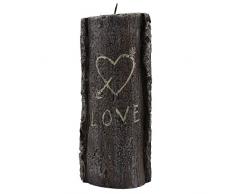 Baumstammkerze Love in Holzoptik Handarbeit tradingbay24 Stumpenkerze Design-Kerze Valentinstag Hochzeit Jahrestag Baumstumpf Baum-Kerze (Ø 8 cm, H: 21 cm)
