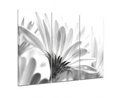 Bilderdepot24 Kunstdruck - Blume - schwarz Weiss - Bild auf Leinwand - 150x90 cm dreiteilig - Leinwandbilder - Bilder ALS Leinwanddruck - Wandbild Pflanzen & Blumen - Blüte Einer Margerite