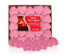 Adkwse 50er Teelichter, Herzform Romantische Kerzen Rauchfreie Herzkerzen für Geburtstag, Vorschlag, Hochzeit, Party, Rot, Hochzeit Verlobung, Valentinstag (Rosa)