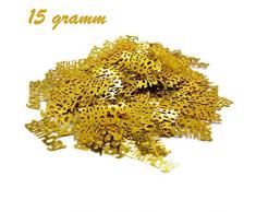 DIWULI, Happy Birthday Konfetti Gold, Geburtstags Tisch-Konfetti, Tisch-Deko, Glitter, goldene Geburtstags-Deko Streudeko für Geburtstagsfeier, Motto-Party, Dekoration, Geschenk-Deko, DIY, basteln