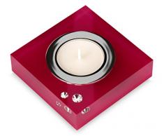 Moderner Teelichthalter Simply 2 mit SWAROVSKI ELEMENTS Kristallen (fuchsia)