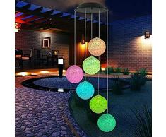 Wind Chime Lichter, Hängen Solarleuchten Solar-Drehbare Hängen LED Farbwechsel Runde Kugelleuchten mit Haken-Lampen-wasserdicht für im Freien Garten-Camping (weiß)